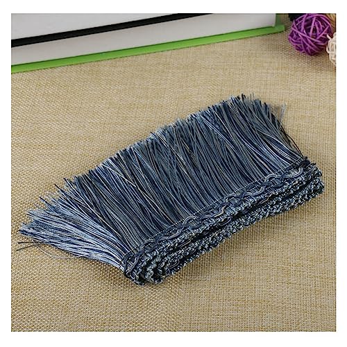 SHTGOI Fransenborte Seide Quastenbesatz 9cm Breit Baumwolle Quaste Fransen Boho Fransenbordüre Vintage Häkelband Spitze Borte Band DIY Zubehör für DIY Kostüme Bekleidung Vorhang Hochzeit 5m Hellblau von SHTGOI