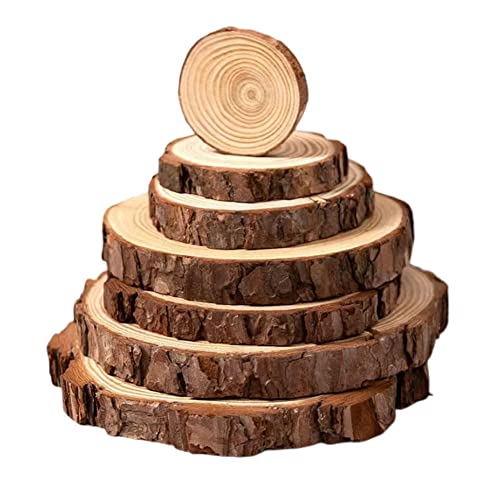 SHTGOI Holzscheiben 10 Stücke Holz Log Scheiben 7-8 cm Unvollendete Holzkreise 10mm Dicke Ohne Loch Runde Baumstamm Scheiben Baumscheiben für DIY Handwerk Weihnachten Hintergrund Dekoration von SHTGOI