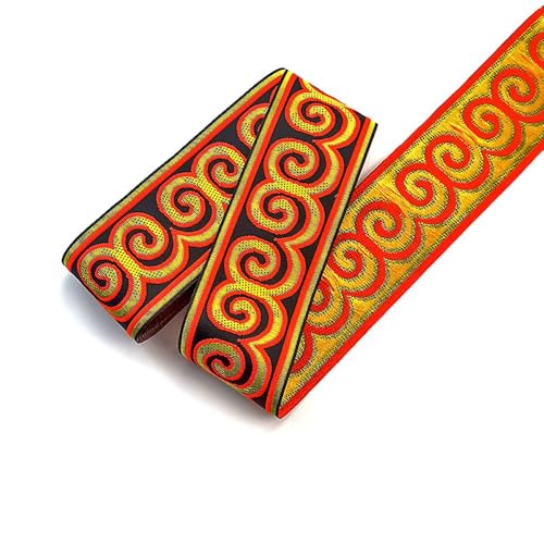 SHTGOI Jacquard Bandbesatz 7m Vintage Jacquardband 5cm Band Jacquard Ribbon Ethnic Emobridered Woven Ribbon DIY Kleidung Strohhut Tasche Nähen Handwerk Zubehör Bestickte Jacquardbort von SHTGOI