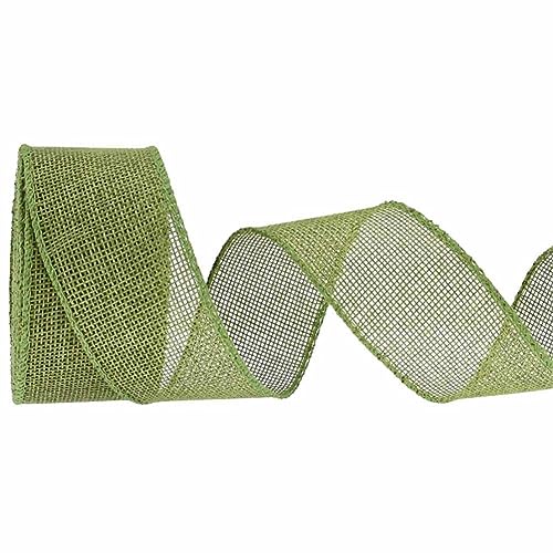 SHTGOI Juteband 10 Yards/Rolle 4cm Breit Natur Bunt Jutegewebe Dekoband Geschenkband Leinenband Stoffband Sackleinen Band Jute Schleifenband für DIY Handwerk Muttertag Hochzeit Party Dunkelgrün# von SHTGOI