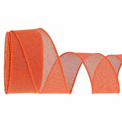 SHTGOI Juteband 10 Yards/Rolle 6.3cm Breit Natur Bunt Jutegewebe Dekoband Geschenkband Leinenband Stoffband Sackleinen Band Jute Schleifenband für DIY Handwerk Muttertag Hochzeit Party Orange# von SHTGOI