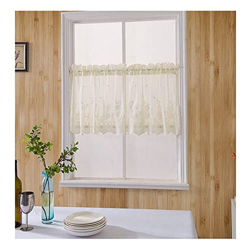 SHTGOI Kurze Vorhänge 130 x 41cm Vintage Kaffee Vorhang Spitze Stickerei Kurzgardine Halbtransparent Gardinen Voile Kurzstore Bistrogardine Scheibengardinen für Küchen Schlafzimmer Beige SHTGOI Kurze Vorhänge 130 x 41cm Vintage Kaffee Vorhang Spitze Stickerei Kurzgardine Halbtransparent Gardinen Voile Kurzstore Bistrogardine Scheibengardinen für Küchen Schlafzimmer Beige von SHTGOI