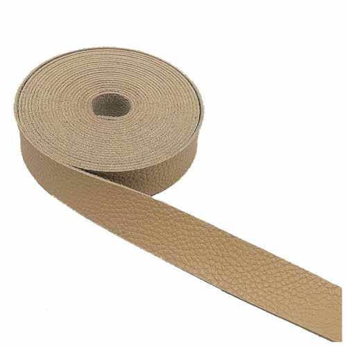 SHTGOI Lederband 2cm*4.5m/ Rolle Leder Flachband Single Face Faux Leather Strap Rolls Lederriemen Meterware zum basteln für Heimwerkerarbeiten Griffe Haustierhalsbänder Zugseile Gürtel Khaki von SHTGOI