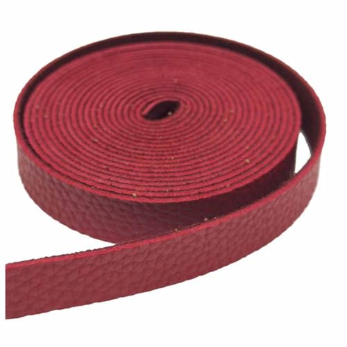 SHTGOI Lederband 2cm*4.5m/ Rolle Leder Flachband Single Face Faux Leather Strap Rolls Lederriemen Meterware zum basteln für Heimwerkerarbeiten Griffe Haustierhalsbänder Zugseile Gürtel Weinrot von SHTGOI