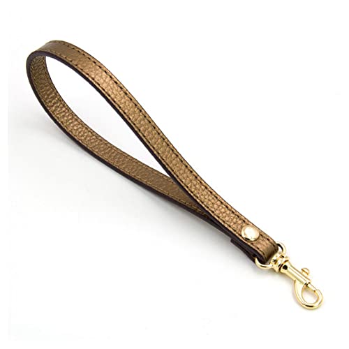 SHTGOI PU Leder Handschlaufe Schlüsselanhänger Ersatz Kurz Armband Taschengriffe Lederband mit Karabinerhaken Taschengurt für Handtaschen Geldbörse Clutch Wristlet Purse Keychain Pouch Bronze von SHTGOI