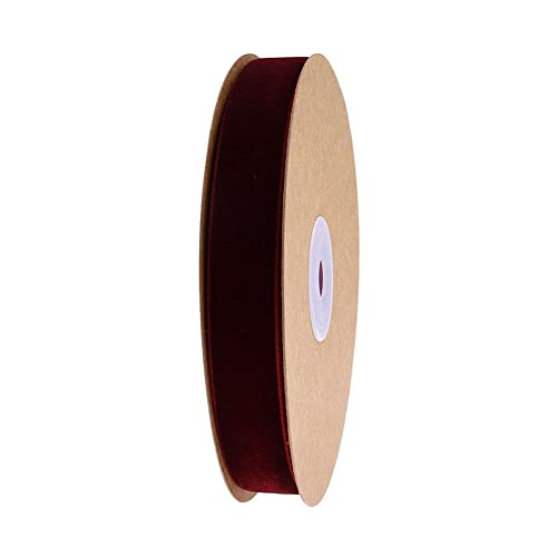 SHTGOI Samtband 10 Meter/Roll Samt Dekoband Einseitiges Satinband 15mm Breite Samtborte Geschenkband Schleifenband Samtbänder für Basteln Geschenke Verpackung Hochzeit DIY Dekoration Rotwein von SHTGOI