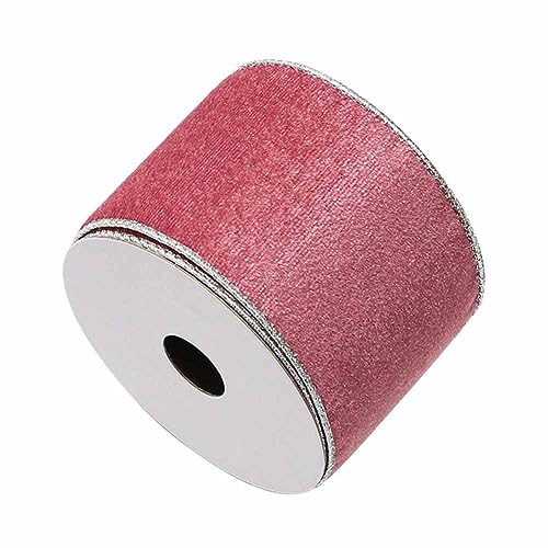 SHTGOI Samtband 10 Yards/Rolle 6.3cm Breit Samt Schleifenband Zierband Verpackungsband Geschenkband Schmuckband Dekoband zum Nähen Samtborte für DIY Schleife Stirnbänder Hochzeit Tischdeko Rosa von SHTGOI