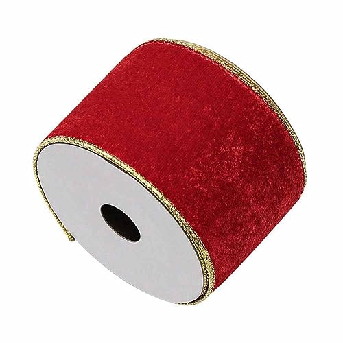 SHTGOI Samtband 10 Yards/Rolle 6.3cm Breit Samt Schleifenband Zierband Verpackungsband Geschenkband Schmuckband Dekoband zum Nähen Samtborte für DIY Schleife Stirnbänder Hochzeit Tischdeko Rot von SHTGOI