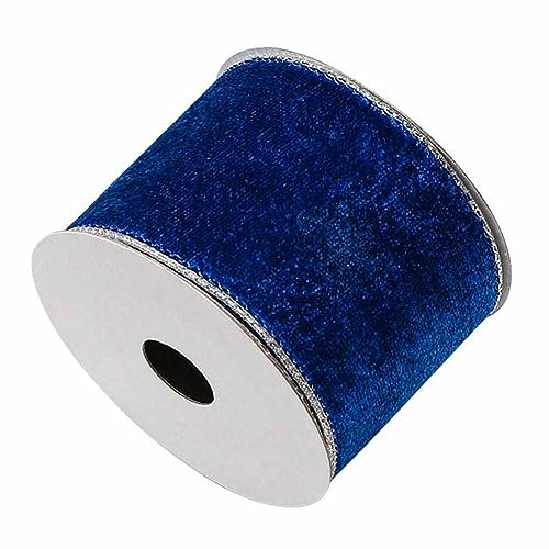 SHTGOI Samtband 10 Yards/Rolle 6.3cm Breit Samt Schleifenband Zierband Verpackungsband Geschenkband Schmuckband Dekoband zum Nähen Samtborte für Schleife Stirnbänder Hochzeit Tischdeko Dunkelblau von SHTGOI