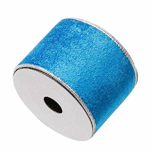 SHTGOI Samtband 10 Yards/Rolle 6.3cm Breit Samt Schleifenband Zierband Verpackungsband Geschenkband Schmuckband Dekoband zum Nähen Samtborte für Schleife Stirnbänder Hochzeit Tischdeko Himmelblau von SHTGOI