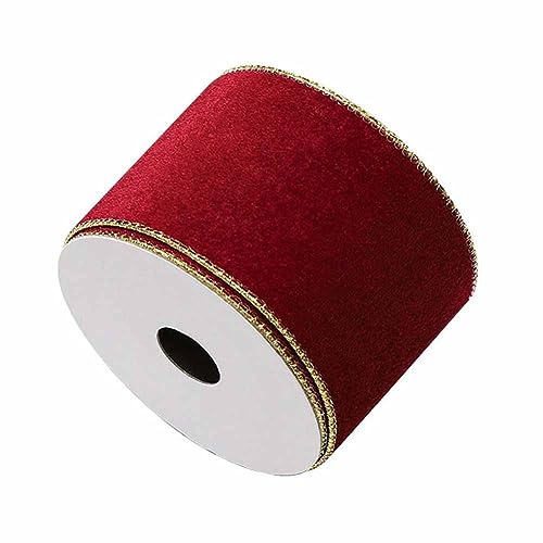 SHTGOI Samtband 10 Yards/Rolle 6.3cm Breit Samt Schleifenband Zierband Verpackungsband Geschenkband Schmuckband Dekoband zum Nähen Samtborte für DIY Schleife Stirnbänder Hochzeit Tischdeko Rot# von SHTGOI