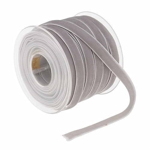 SHTGOI Samtband 20 Yard/Rollen 10mm Samt Schleifenband Geschenkband Einzelnes Gesicht Samtborte Wickelband Vintage-Seide Stoffband Dekoband für Hochzeit Taufe und Geburtstag Geschenke Grau von SHTGOI