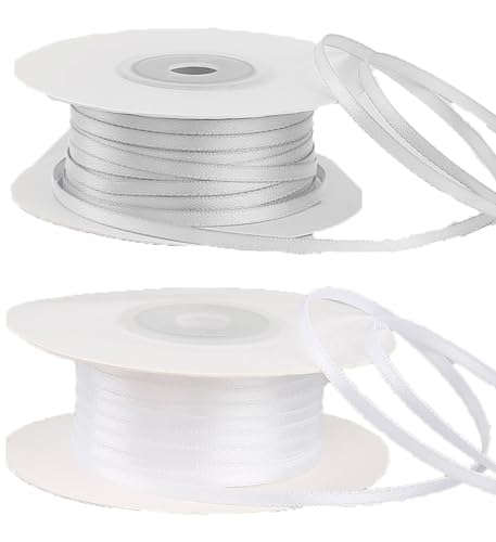 SHTGOI Satinband 3mm 2 Rolle Polyester Stoffband zum Basteln Bunt Satinbänder Doppelseitig Seidenband Gewebe Band Luftballon Schleifenband Dekoband für Hochzeit Taufe Geburtstagsgeschenke(Mixed1#) von SHTGOI