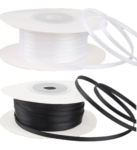 SHTGOI Satinband 3mm 2 Rolle Polyester Stoffband zum Basteln Bunt Satinbänder Doppelseitig Seidenband Gewebe Band Luftballon Schleifenband Dekoband für Hochzeit Taufe Geburtstagsgeschenke(Mixed2#) von SHTGOI