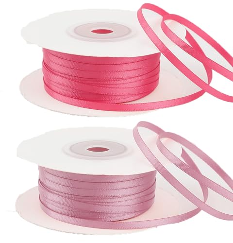 SHTGOI Satinband 3mm 2 Rolle Polyester Stoffband zum Basteln Bunt Satinbänder Doppelseitig Seidenband Gewebe Band Luftballon Schleifenband Dekoband für Hochzeit Taufe Geburtstagsgeschenke(Mixed23#) von SHTGOI