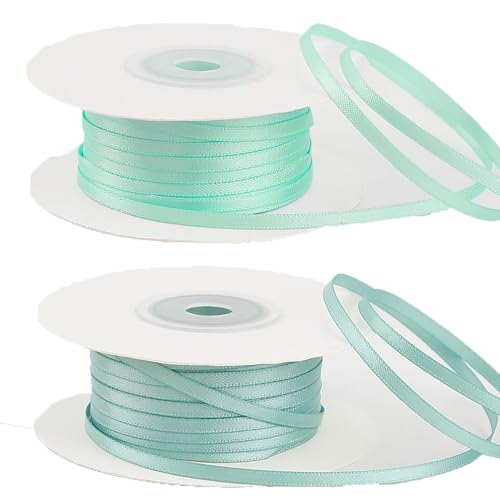 SHTGOI Satinband 3mm 2 Rolle Polyester Stoffband zum Basteln Bunt Satinbänder Doppelseitig Seidenband Gewebe Band Luftballon Schleifenband Dekoband für Hochzeit Taufe Geburtstagsgeschenke(Mixed26#) von SHTGOI