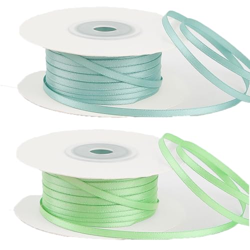 SHTGOI Satinband 3mm 2 Rolle Polyester Stoffband zum Basteln Bunt Satinbänder Doppelseitig Seidenband Gewebe Band Luftballon Schleifenband Dekoband für Hochzeit Taufe Geburtstagsgeschenke(Mixed27#) von SHTGOI