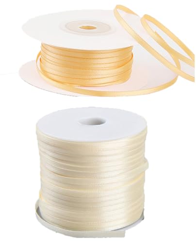 SHTGOI Satinband 3mm 2 Rolle Polyester Stoffband zum Basteln Bunt Satinbänder Doppelseitig Seidenband Gewebe Band Luftballon Schleifenband Dekoband für Hochzeit Taufe Geburtstagsgeschenke(Mixed32#) von SHTGOI