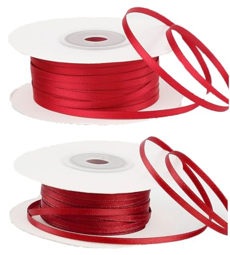 SHTGOI Satinband 3mm 2 Rolle Polyester Stoffband zum Basteln Bunt Satinbänder Doppelseitig Seidenband Gewebe Band Luftballon Schleifenband Dekoband für Hochzeit Taufe Geburtstagsgeschenke(Mixed7#) von SHTGOI