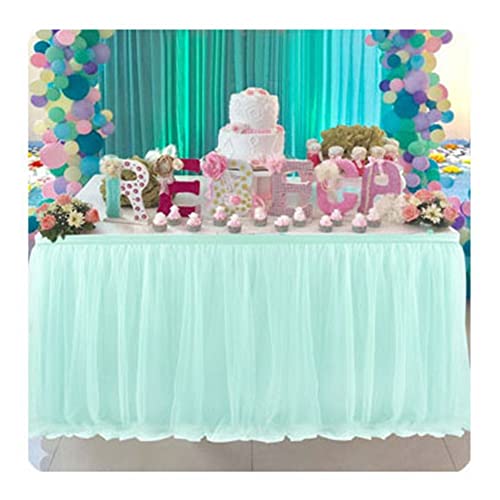 SHTGOI Tüll Tischrock Tütü Tischröcke 122 x 77 cm Gaze Tisch Tischdecke Tischdekoration Tisch Rock für Hochzeit Geburtstag Neujahr Babyparty Candy Party Dekoration Mintgrün von SHTGOI