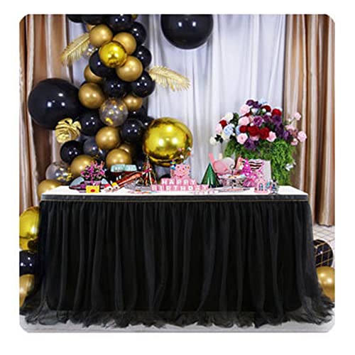 SHTGOI Tüll Tischrock Tütü Tischröcke 122 x 77 cm Gaze Tisch Tischdecke Tischdekoration Tisch Rock für Hochzeit Geburtstag Neujahr Babyparty Candy Party Dekoration Schwarz von SHTGOI