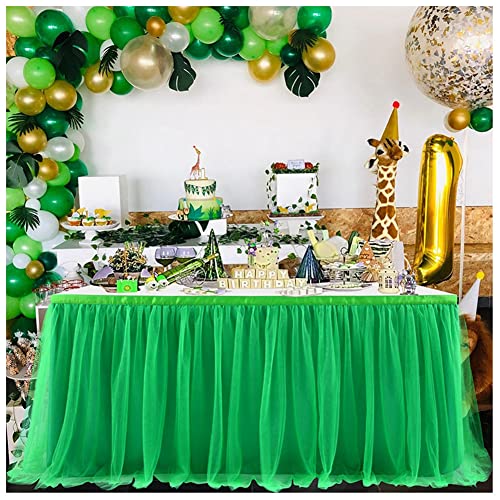 SHTGOI Tüll Tischrock Tütü Tischröcke 183 x 77 cm Gaze Tisch Tischdecke Tischdekoration Tisch Rock für Hochzeit Geburtstag Neujahr Babyparty Candy Party Dekoration Grün von SHTGOI