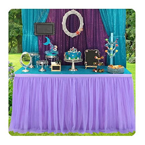 SHTGOI Tüll Tischrock Tütü Tischröcke 183 x 77 cm Gaze Tisch Tischdecke Tischdekoration Tisch Rock für Hochzeit Geburtstag Neujahr Babyparty Candy Party Dekoration Lila von SHTGOI