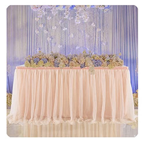 SHTGOI Tüll Tischrock Tütü Tischröcke 243 x 77 cm Gaze Tisch Tischdecke Tischdekoration Tisch Rock für Hochzeit Geburtstag Neujahr Babyparty Candy Party Dekoration Roségold von SHTGOI