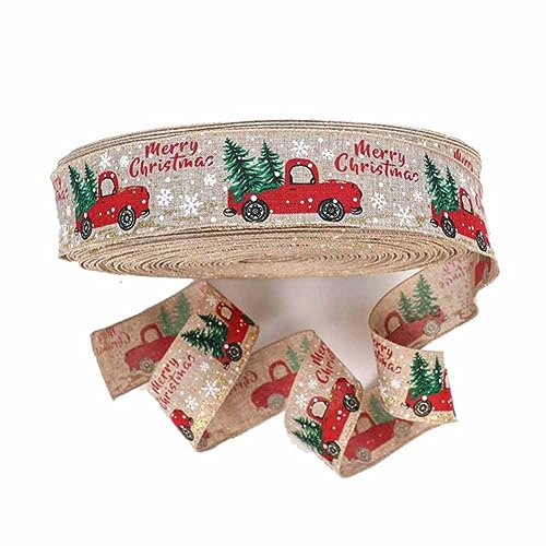 SHTGOI Weihnachtsband 10m Juteband Weihnachtsbänder Sackleinen Band Schleifenband zum Geschenkpackung Verpackung Vintage Christmas Satinband Geschenkband für Hochzeit Weihnachten 5cm Khaki von SHTGOI