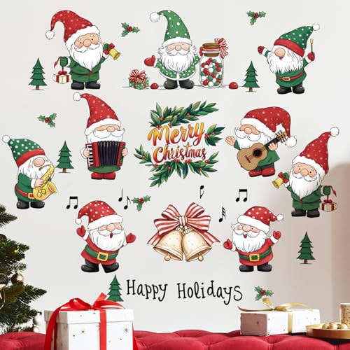 SHUCHING Weihnachtswichtel Wandaufkleber, Wandsticker Weihnachtsmann, Weihnachts-Wanddekoration Kunst für Kinderzimmer Schlafzimmer Wohnzimmer Party Tür Shop Wanddeko von SHUCHING