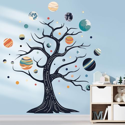 Wandtattoo Planeten Baum Wandaufkleber, Sonnensystem Milchstraße Wandsticker, Wanddeko für Babyzimmer Schlafzimmer Wohnzimmer Spielzimmer Kinderzimmer von SHUCHING