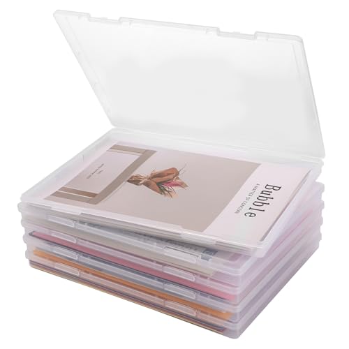 SHUESS 4 Stück Tragbare Archivbox A4, A4 Aufbewahrung Datei Boxen, Durchsichtige Organizer A4 für Dokumente A4-Papier, Briefe, Sammelalben, 30.5x22.3x2.2CM von SHUESS