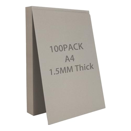SHUESS Graupappe, A4, 2000 Mikron, 29,7 x 21 cm, Doppelseitige Graupappe, dicker Karton für Modellbau, Dicke 2 mm, 100 Blatt von SHUESS