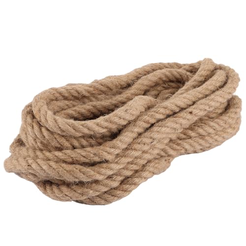 SHUESS Juteseil 20mm 12M, 4-SträNge Natürliches Dekoseil, Jute Schnur Gedreht Tauwerk Tau Seil für Garten Handwerk DIY Dekoration Deko Seil Tauziehen Absperrseil Handlaufseil von SHUESS