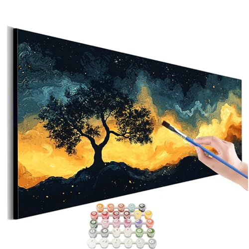 Malen Nach Zahlen Baum Malen Nach Zahlen Erwachsene kinder Abstrakt Malen Nach Zahlen ab 10 Jahre Mädchen DIY Paint by Numbers Heimdekoration Geschenke für Männer Frauen (Rahmenlos) 30x60cm M-406 von SHUIYAZI