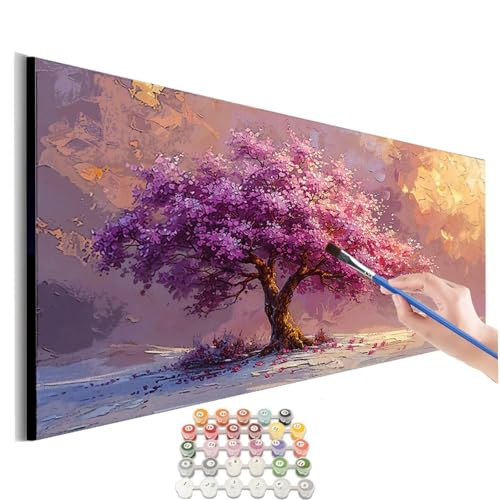 Malen Nach Zahlen Baum Malen Nach Zahlen Erwachsene kinder Rosa Malen Nach Zahlen ab 10 Jahre Mädchen DIY Paint by Numbers Kreativ Heimdekoration Geschenke für Männer Frauen (Rahmenlos) 30x60cm M-469 von SHUIYAZI