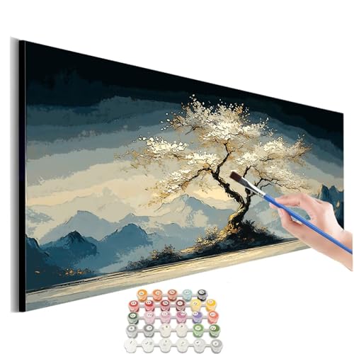 Malen Nach Zahlen Berg Malen Nach Zahlen Erwachsene kinder Baum Malen Nach Zahlen ab 10 Jahre Mädchen DIY Paint by Numbers Kreativ Heimdekoration Geschenke für Männer Frauen (Rahmenlos) 60x120cm M-352 von SHUIYAZI