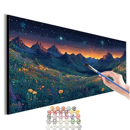 Malen Nach Zahlen Blume Malen Nach Zahlen Erwachsene kinder Berg Malen Nach Zahlen ab 10 Jahre Mädchen DIY Paint by Numbers Heimdekoration Geschenke für Männer Frauen (Rahmenlos) 90x180cm M-433 von SHUIYAZI