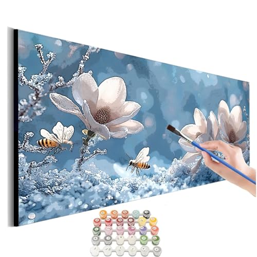 Malen Nach Zahlen Blume Malen Nach Zahlen Erwachsene kinder Biene Malen Nach Zahlen ab 10 Jahre Mädchen DIY Paint by Numbers Heimdekoration Geschenke für Männer Frauen (Rahmenlos) 30x60cm M-491 von SHUIYAZI