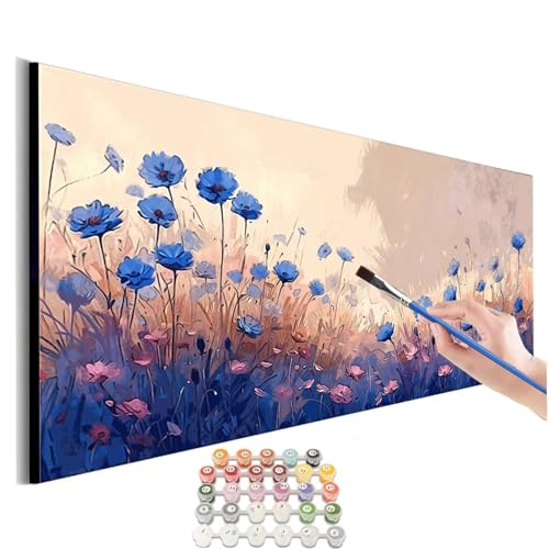 Malen Nach Zahlen Blume Malen Nach Zahlen Erwachsene kinder Blau Malen Nach Zahlen ab 10 Jahre Mädchen DIY Paint by Numbers Kreativ Heimdekoration Geschenke für Männer Frauen (Rahmenlos) 30x60cm M-303 von SHUIYAZI