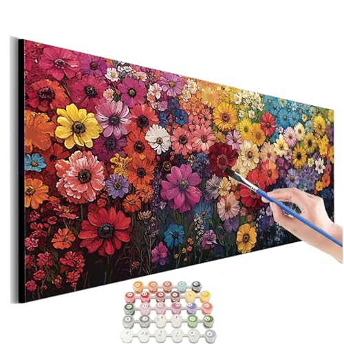 Malen Nach Zahlen Blume Malen Nach Zahlen Erwachsene kinder Bunt Malen Nach Zahlen ab 10 Jahre Mädchen DIY Paint by Numbers Heimdekoration Geschenke für Männer Frauen (Rahmenlos) 90x180cm M-473 von SHUIYAZI