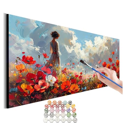 Malen Nach Zahlen Blume Malen Nach Zahlen Erwachsene kinder Frau Malen Nach Zahlen ab 10 Jahre Mädchen DIY Paint by Numbers Heimdekoration Geschenke für Männer Frauen (Rahmenlos) 60x120cm M-347 von SHUIYAZI