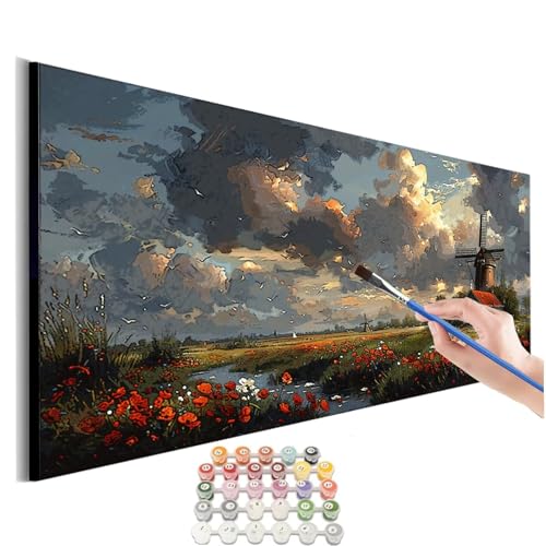 Malen Nach Zahlen Blume Malen Nach Zahlen Erwachsene kinder Landschaft Malen Nach Zahlen ab 10 Jahre Mädchen DIY Paint by Numbers Heimdekoration Geschenke für Männer Frauen (Rahmenlos) 30x60cm M-349 von SHUIYAZI