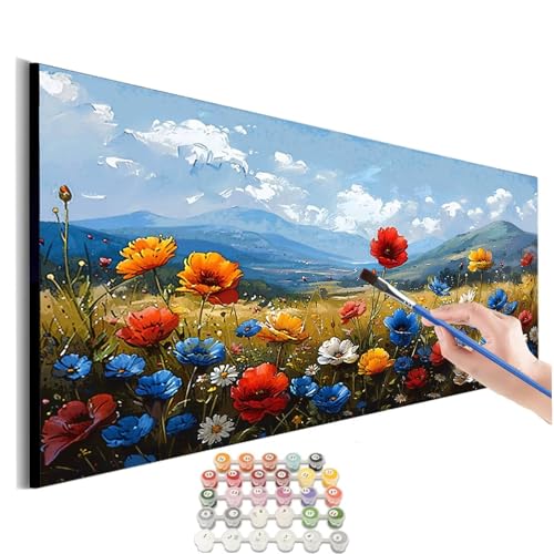 Malen Nach Zahlen Blume Malen Nach Zahlen Erwachsene kinder Landschaft Malen Nach Zahlen ab 10 Jahre Mädchen DIY Paint by Numbers Heimdekoration Geschenke für Männer Frauen (Rahmenlos) 30x60cm M-544 von SHUIYAZI