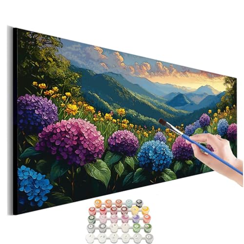 Malen Nach Zahlen Blume Malen Nach Zahlen Erwachsene kinder Landschaft Malen Nach Zahlen ab 10 Jahre Mädchen DIY Paint by Numbers Heimdekoration Geschenke für Männer Frauen (Rahmenlos) 60x120cm M-301 von SHUIYAZI