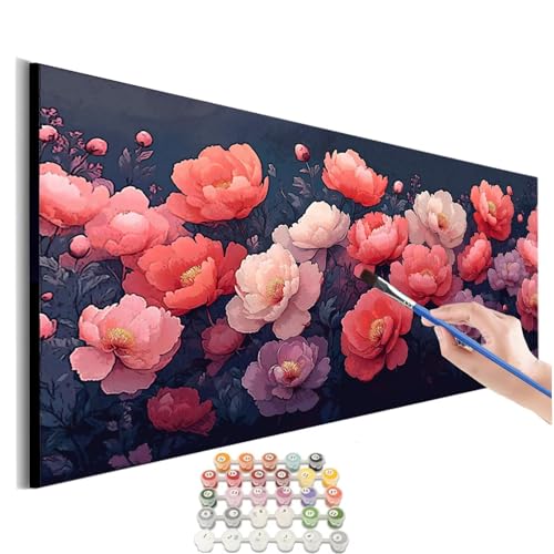 Malen Nach Zahlen Blume Malen Nach Zahlen Erwachsene kinder Pfingstrose Malen Nach Zahlen ab 10 Jahre Mädchen DIY Paint by Numbers Heimdekoration Geschenke für Männer Frauen (Rahmenlos) 60x120cm M-442 von SHUIYAZI