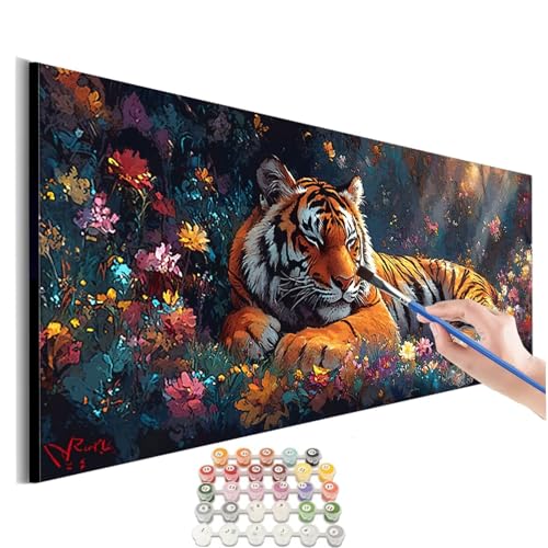 Malen Nach Zahlen Blume Malen Nach Zahlen Erwachsene kinder Tiger Malen Nach Zahlen ab 10 Jahre Mädchen DIY Paint by Numbers Heimdekoration Geschenke für Männer Frauen (Rahmenlos) 30x60cm M-376 von SHUIYAZI