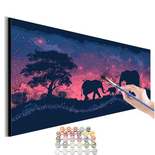 Malen Nach Zahlen Elefant Malen Nach Zahlen Erwachsene kinder Tier Malen Nach Zahlen ab 10 Jahre Mädchen DIY Paint by Numbers Heimdekoration Geschenke für Männer Frauen (Rahmenlos) 90x180cm M-495 von SHUIYAZI