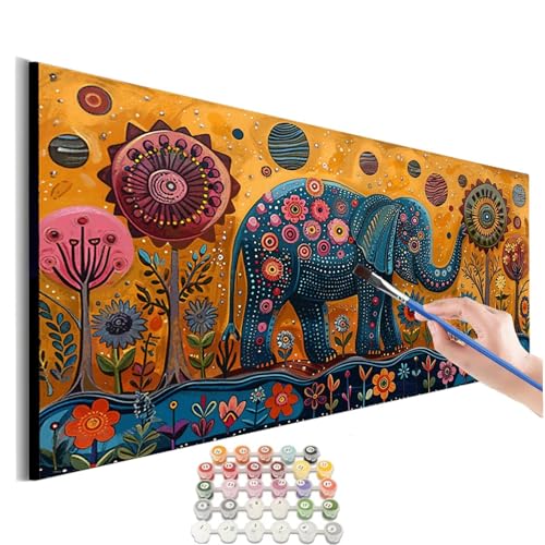 Malen Nach Zahlen Erwachsene Elefant Malen Nach Zahlen Blume Malen Nach Zahlen ab 9 Jahre Mädchen ,Malen Nach Zahlen Kinder Groß DIY Paint by Numbers Bastelset Erwachsene Ohne Rahmen 50x100cm M-548 von SHUIYAZI