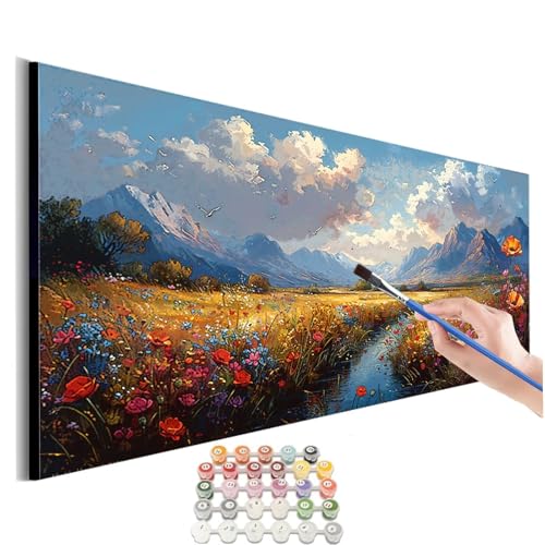 Malen Nach Zahlen Erwachsene Frühling Malen Nach Zahlen Blume Malen Nach Zahlen ab 9 Jahre Mädchen ,Malen Nach Zahlen Kinder Groß DIY Paint by Numbers Bastelset Erwachsene Ohne Rahmen 80x160cm M-546 von SHUIYAZI